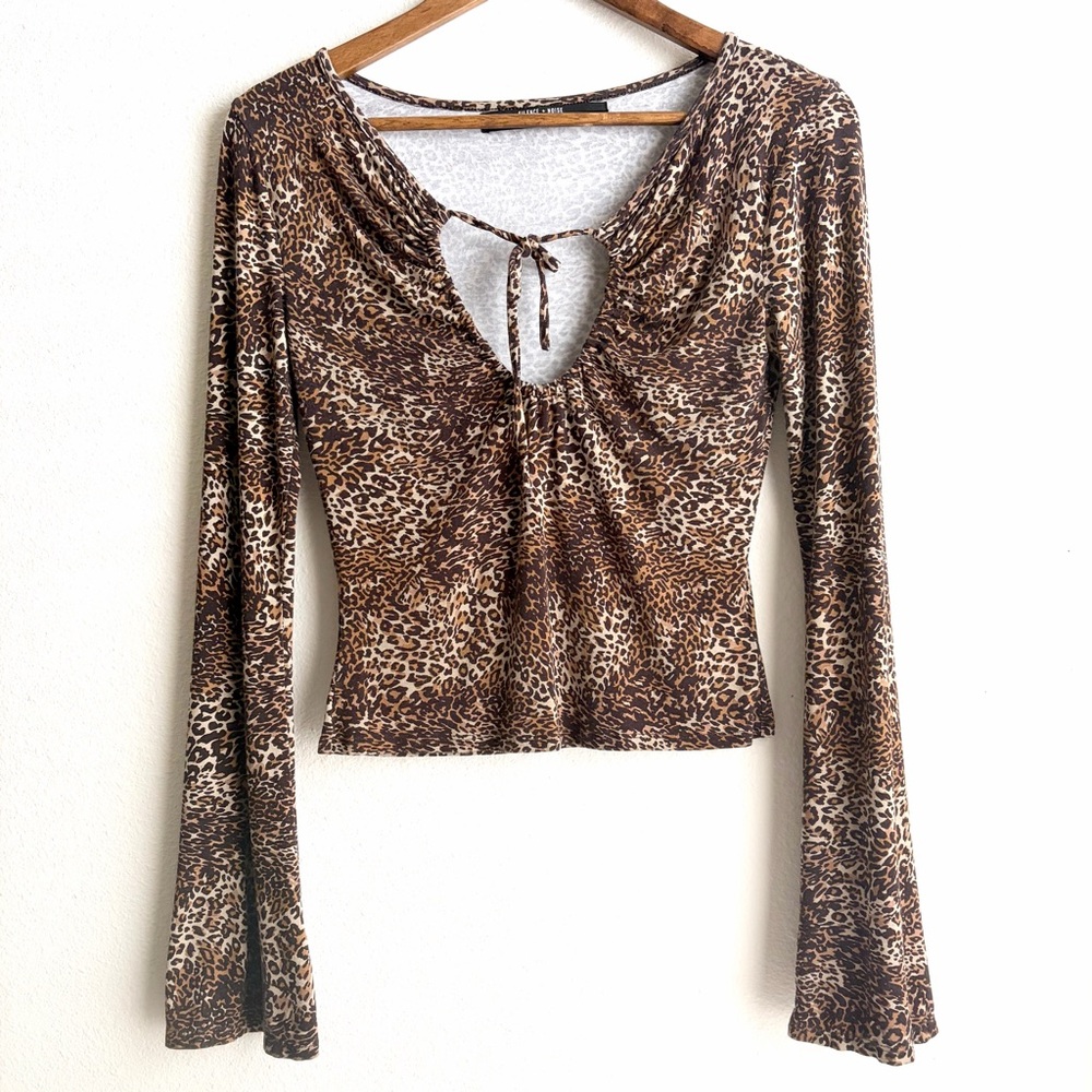 Silence + Noise | Sierra Leopard Print Bell Sleeve Top